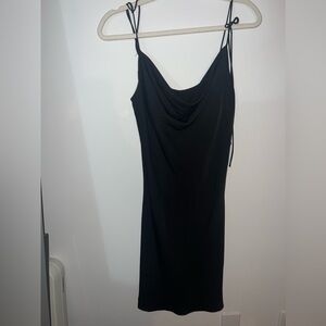 Black cowl neck mini dress